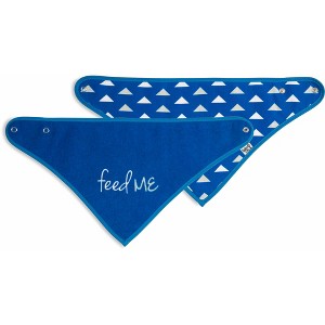 Pavilion Gift Company - Navy Feed Me - Reversible Handkerchief bib - Bibs - 1 of 4