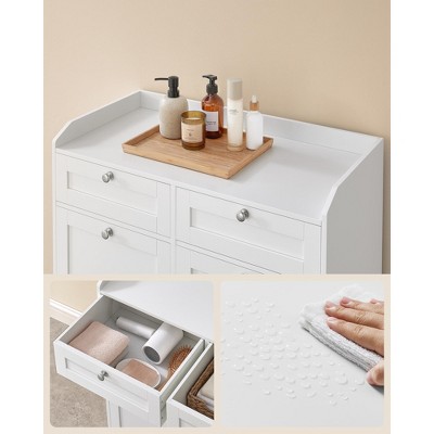 White Freestanding Bathroom Cabinet with Dual Hampers