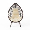 Okak Modern PE Wicker Patio Egg Chair Rattan Accent Chairs with Comfy Upholstery Outdoor&Indoor,Teardrop-Shaped Accent Chair for Porch&Backyard - 2 of 4