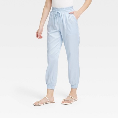 Women's High-Rise Modern Ankle Jogger Pants - A New Day™ Light Blue L