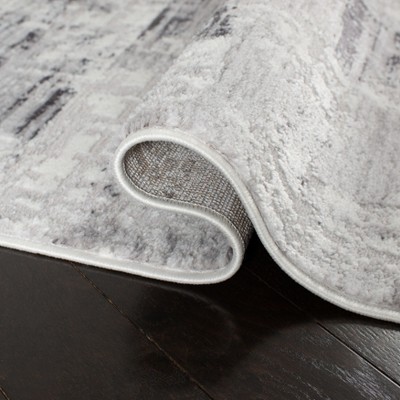 Gray and Charcoal Rectangular Synthetic Area Rug