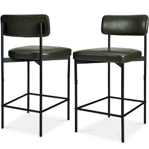 Best Choice Products Set of 2 Faux Leather Counter Stools for Kitchen Island and Dining w/ Metal Frame - 1 of 4