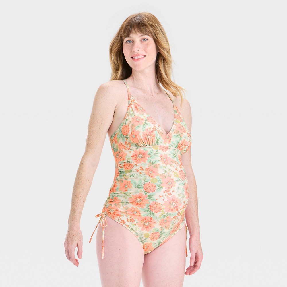 Photos - Swimwear One Piece V-Neck Maternity Swimsuit - Isabel Maternity by Ingrid & Isabel™ Pastel Floral M