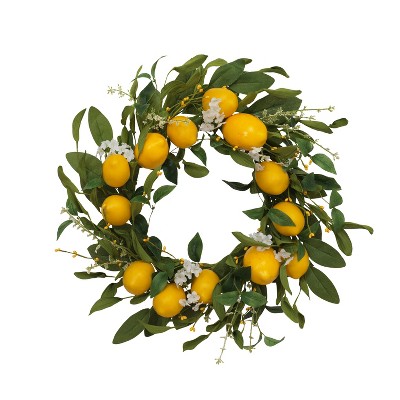 Gerson International 24-Inch Diameter Lemon Wreath with Berry Accents