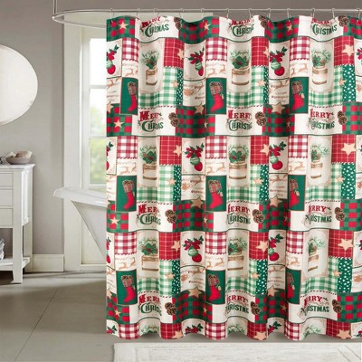 Red and deals green shower curtain