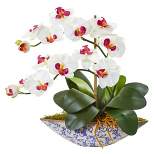 Nearly Natural 16-in Phalaenopsis Orchid Artificial Arrangement in Vase