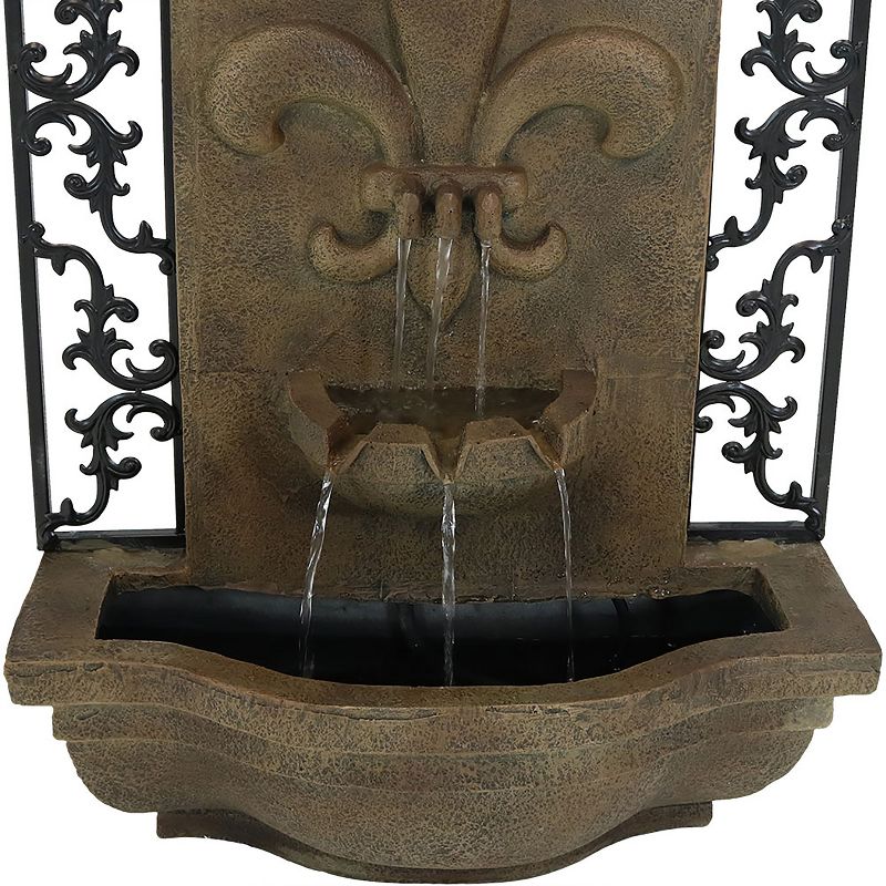 Sunnydaze 33"H Electric Polystone French Lily Design Outdoor Wall-Mount Water Fountain, 4 of 8