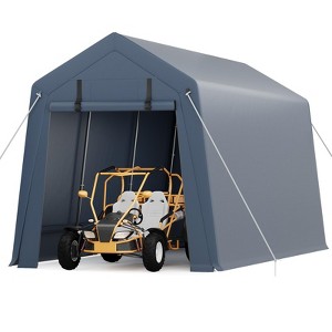 10x15FT Outdoor Storage Shed, Heavy Duty Waterproof Tarp with Ventilated Zipper Door, for Motorcycle, Bike, Garden Tools - 1 of 4