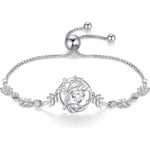 Tree of Life Birthstone Bracelet, Sterling Silver Charm Bracelet with Gemstone, Anniversary Birthday Christmas Gift for Women - 1 of 4