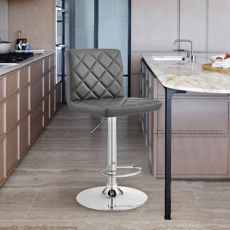 Duval Adjustable Barstool with Faux Leather and Metal Finish - Armen Living, 3 of 9