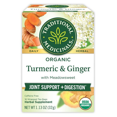 Traditional Medicinals Turmeric With Meadowsweet & Ginger - 16ct : Target