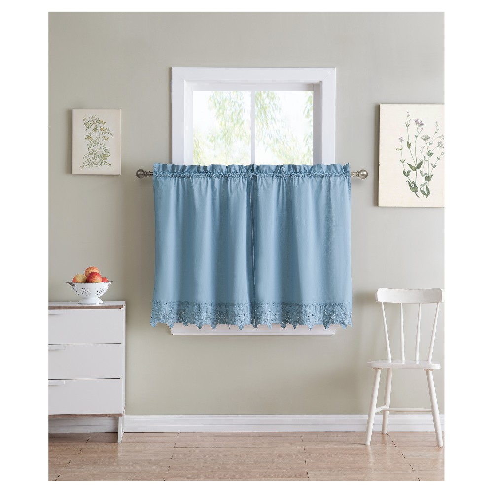 Jenna Kitchen Curtain Tier Blue 60x36 Vcny Home