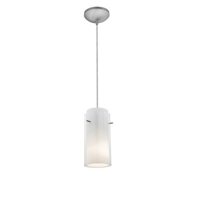 Access Lighting Glass`n Glass Cylinder 1 - Light Pendant in  Brushed Steel