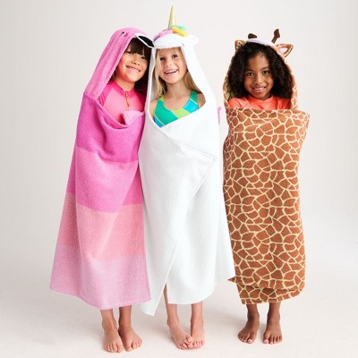 Kids Brown Giraffe Hooded Cotton Bath Towel