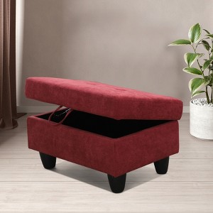 AndMakers 28.5 in. W Flannel Polyester Blend Rectangle Ottoman with Storage - 1 of 4