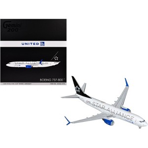 Boeing 737-800 Commercial Aircraft "United Airlines Star Alliance" White with Black 1/200 Diecast Model by GeminiJets - 1 of 3