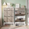 Shoe Storage Cabinet with 2 Flip Drawers Farmhouse Shoe Organizer with Metal Legs, Narrow Shoe Rack for Entryway, Foyer, Hallway - 3 of 4