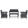 4 Piece Patio Lounge Set with Cushion Poly Rattan Black - 2 of 4