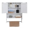 ORRD Farmhouse Over The Toilet Storage Cabinet, 2-Door Medicine Cabinet with Adjustable Shelves, 21.65" Narrow Bathroom Organizer, White - 3 of 4