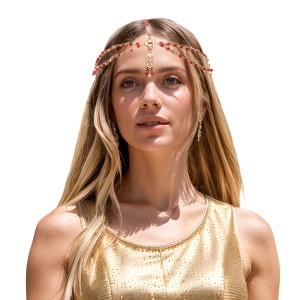 Unique Bargains Faux Diamond Wooden Beads Headpiece 1 Pc - 1 of 4