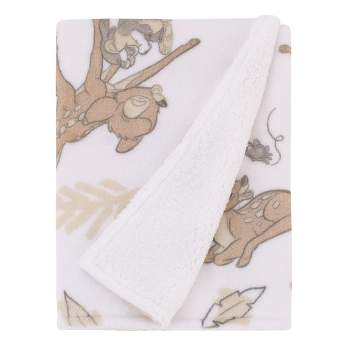 Disney B is for Bambi Tan, Gray, and White Super Soft Plush Cuddly Plush Baby Blanket