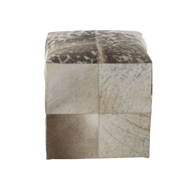 Contemporary Square Cowhide Leather Stool Ottoman - Olivia & May, 4 of 30