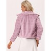 INSPIRE CHIC Women's Collar Warm Winter Outwear Cropped Faux Fur Fluffy Coat - 4 of 4
