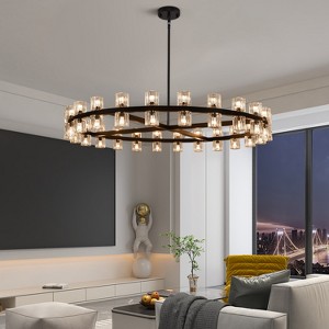 CityFurn 48-Light Large Modern Wagon Wheel Chandelier with Crystal Glass - 1 of 4