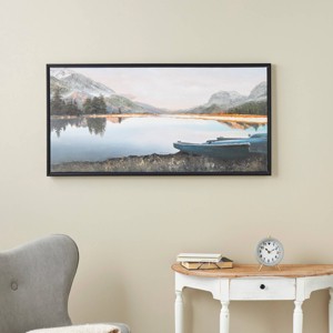 Olivia & May 24"x48" Canvas Landscape Lake Sunset: Modern Style, Black Frame, Wall Decor - 1 of 4