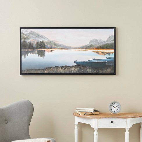 Olivia & May 24"x48" Canvas Landscape Lake Sunset: Modern Style, Black Frame, Wall Decor - image 1 of 4