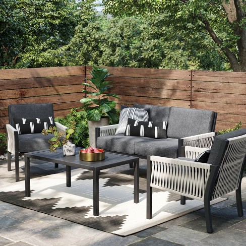 Lunding 4pc Patio Conversation Set Charcoal Project 62 Target