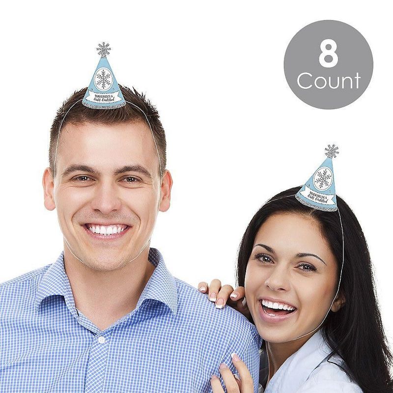 Big Dot of Happiness Winter Wonderland - Mini Cone Snowflake Holiday Party Hats - Small Little Party Hats - Set of 8, 2 of 9