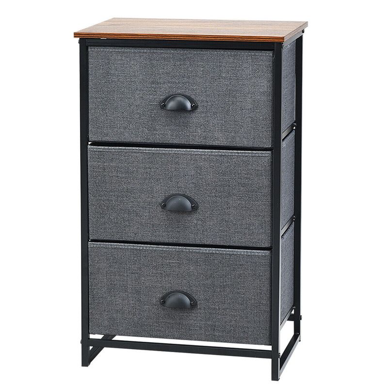Costway 3 Drawer Nightstand Side Table Storage Tower Dresser Chest Home Office Furniture, 1 of 11