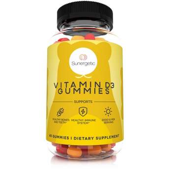 Sunergetic Vitamin D3 Gummies to Support Healthy Bones, Mood & Immune System 2000 IU of Vitamin D3 per Serving - 60 Gummies