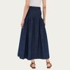 Anna-Kaci Women’s Denim Maxi Skirt with Smocked Waist Detail and Soft Structured A-Line Shape for Comfortable Movement - 4 of 4