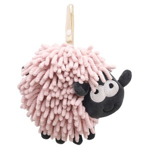 REGALWOVEN Sheep Shape Chenille Soft Absorbent Fast Drying Hand Towel with Hanging Loop 7" x 7" 1 Pack - 1 of 4
