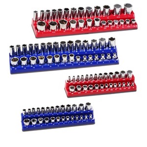 VEVOR Magnetic Socket Organizer Set, 4PCS Magnetic Socket Holder, 1/4'' & 3/8'' Metric SAE Socket Trays with Clear Labels, Hold up to 108PCS Standard - 1 of 4