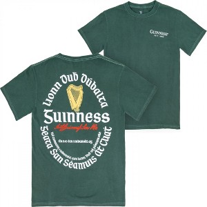 Mens Guinness Irish Label Front Back Print Mineral Wash Premium T-Shirt - 1 of 4