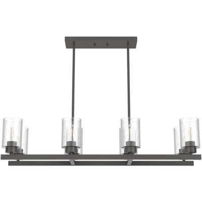 Noble Bronze 40" Linear Chandelier with Seeded Glass