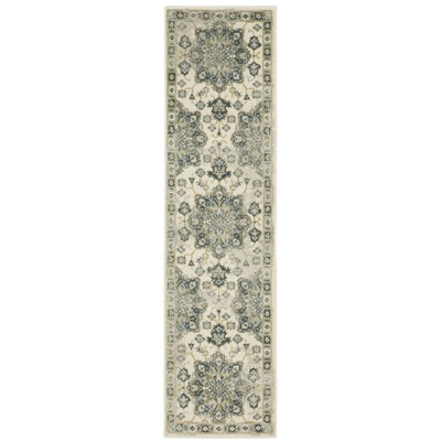 Oriental Weavers Branson BR04B Ivory/ Blue Indoor Area Rug - 1'10" x 7'3"