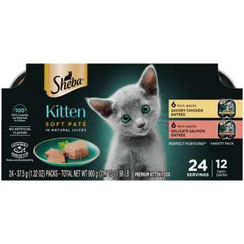 Sheba Kitten Soft Pate Perfect Portions Wet Cat Food with Salmon & Chicken Flavor - 31.7oz/12ct