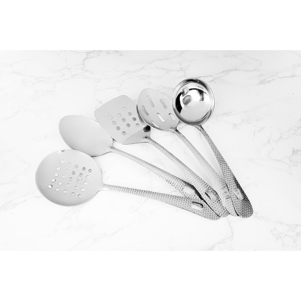 Lexi Home Set de 5 utensilios de cocina mini de acero inoxidable martillado 6