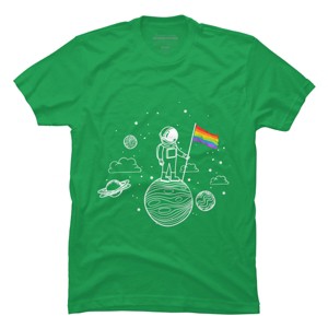 Adult Design By Humans Astronaut Rainbow Flag Space Pride By Avocato T-Shirt - 1 of 2