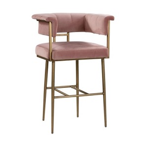 Astrid Velvet Stool Blush Bar Height - 1 of 4