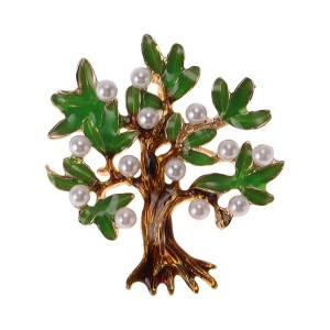 Unique Bargains Christmas Brooches YNCP6495 Alloy Dripping Wax Green Brown 1.5"x1.65" 1 Pc - 1 of 4
