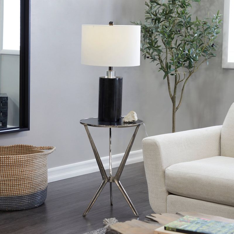 Modern Aluminum and Smoke Glass Accent Table - Olivia & May, 2 of 6