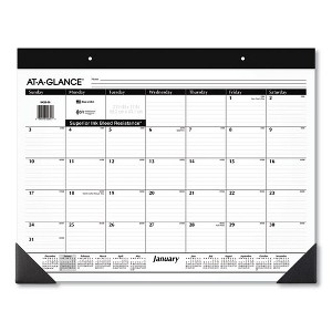 Monthly Refillable Desk Pad, 22 x 17, White Sheets, Black Binding, Black Corners, 12-Month (Jan to Dec): 2025 - 1 of 4