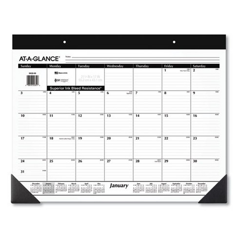 Monthly Refillable Desk Pad, 22 x 17, White Sheets, Black Binding, Black Corners, 12-Month (Jan to Dec): 2025 - image 1 of 4