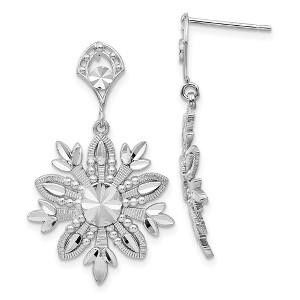 Black Bow Jewelry 14k White Gold Snowflake Dangle Earrings