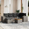 vidaXL Patio Sofa Set with Cushions Outdoor Furniture 7 Piece Poly Rattan - Gray without storage - 2 of 4